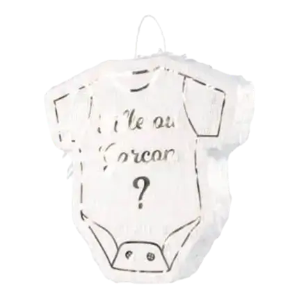 Gender Reveal Pinata Girl or Boy white and gold