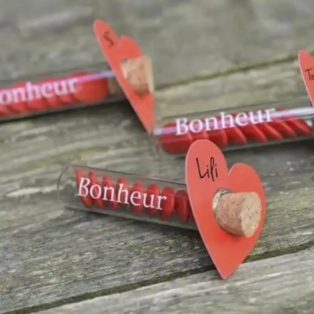 Glass vial "Bonheur" - ø 2.2 x 10 cm (Set of 48)