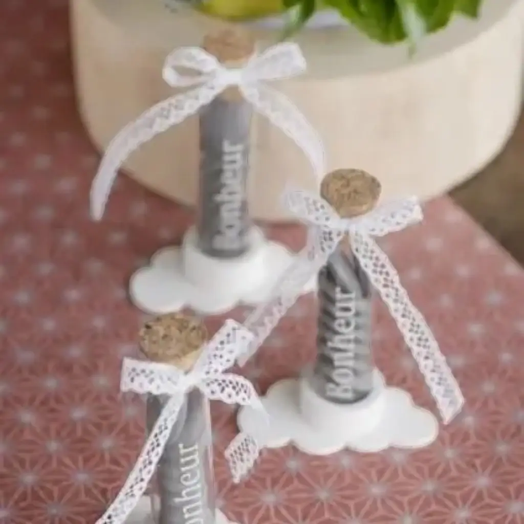 Glass vial "Bonheur" - ø 2.2 x 10 cm (Set of 48)