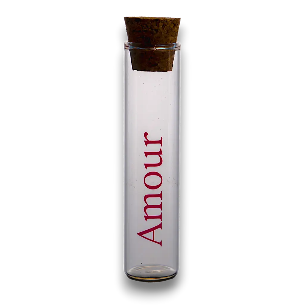Glass vial "Amour" - ø 2.2 x 10 cm (Set of 48)
