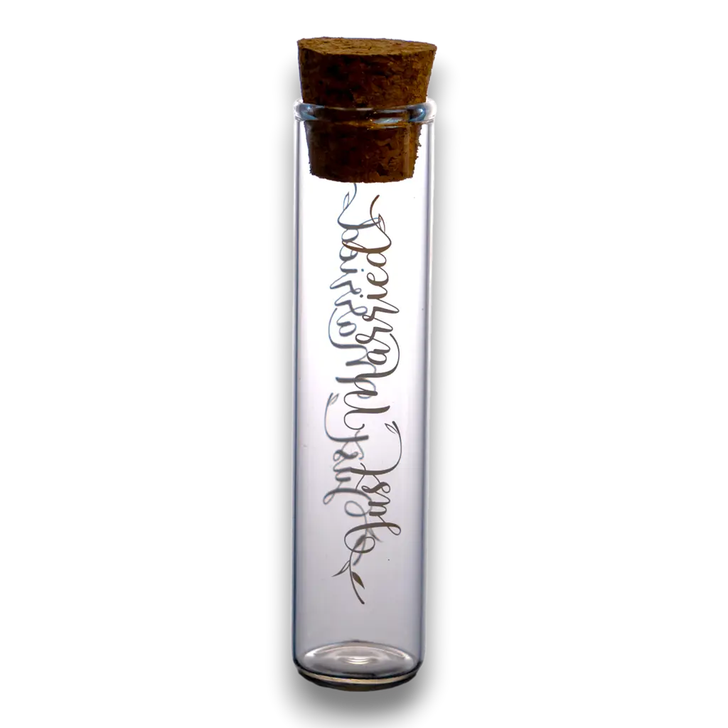 Just married" glass vial - ø 2.2 x 10 cm (Set of 48)