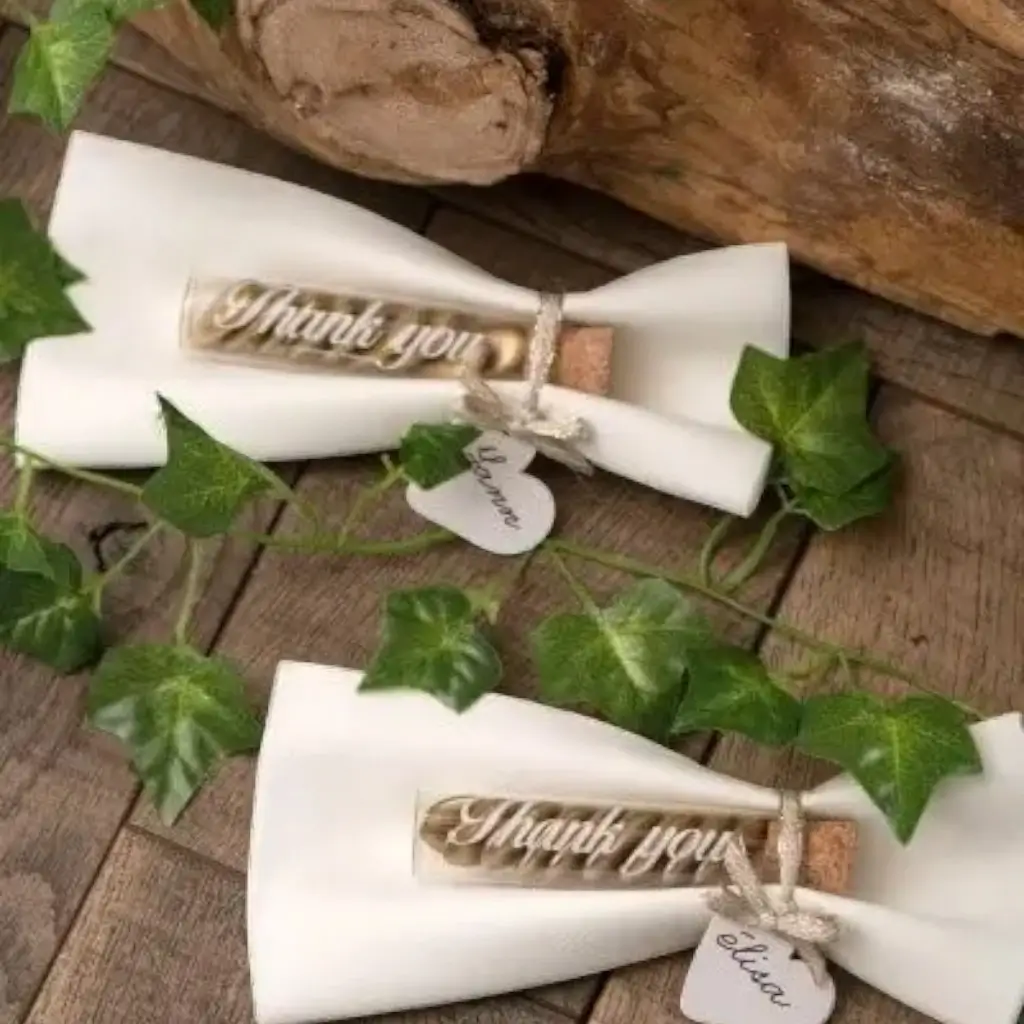 Glass vial "Thank You" - ø 2.2x10cm (Set of 48)