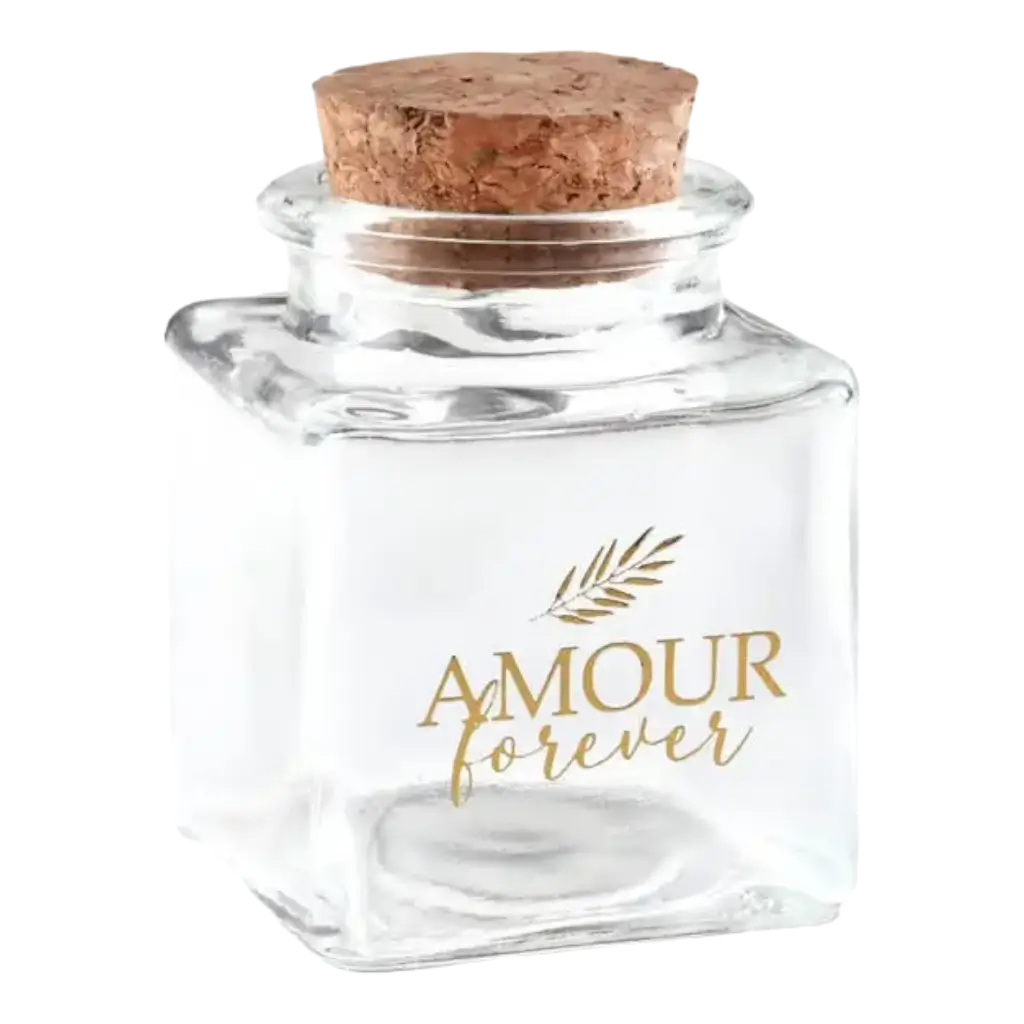 Square glass jar "Amour Forever" - 4x4x6cm