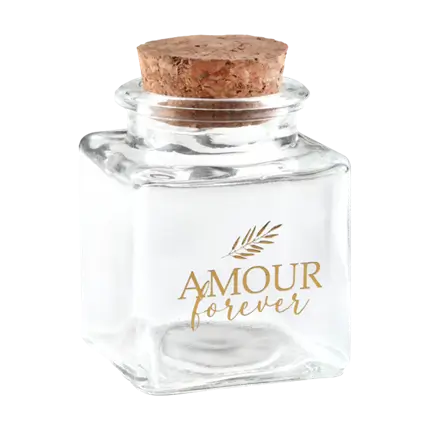Square glass jar Amour Forever - 4x4x6cm