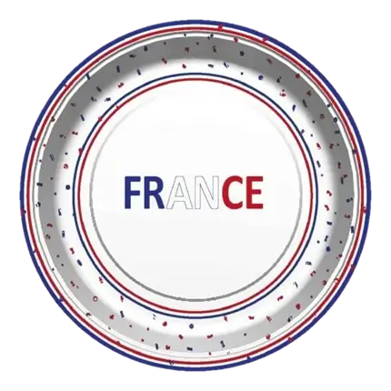 SET OF 8 PLATES - ALLEZ LA FRANCE - BLUE WHITE RED 22CM