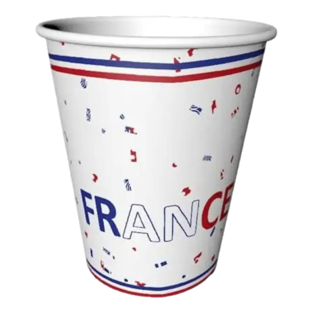 SET OF 8 CUPS - ALLEZ LA FRANCE - BLUE WHITE RED 22CL