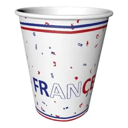 SET OF 8 CUPS - ALLEZ LA FRANCE - BLUE WHITE RED 22CL
