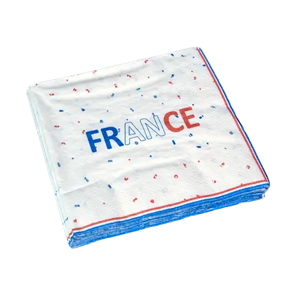 SET OF 16 NAPKINS - ALLEZ LA FRANCE - BLUE WHITE RED 33CM
