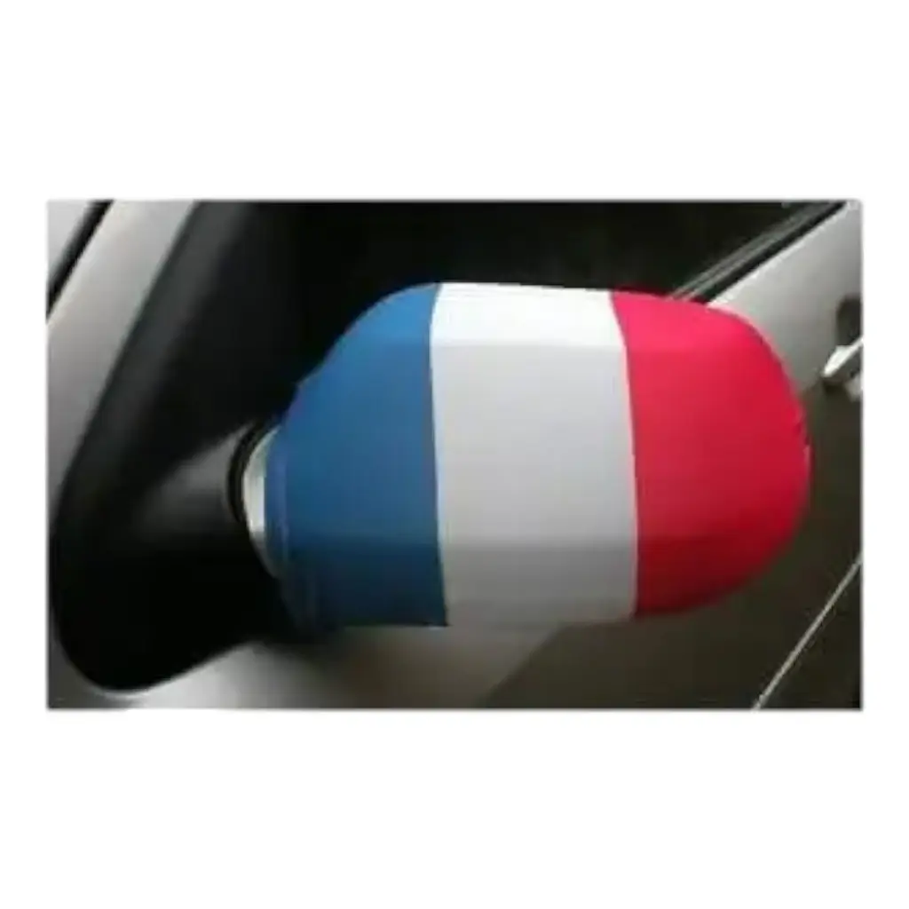 2 CAR MIRROR COVERS - FRANCE BLUE WHITE RED