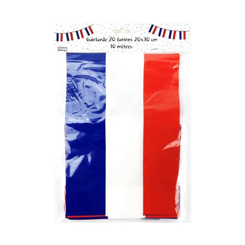 France Flag Garland - 20 Flags - 10 meters - 20x30cm