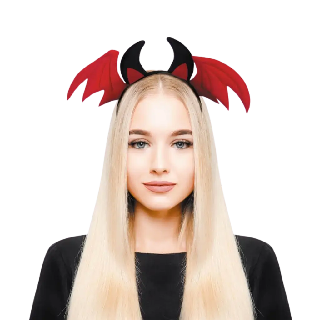 HALLOWEEN HEADBAND - DEVIL WITH WINGS - RED
