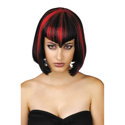 DEMONIC HALLOWEEN WIG - RED & BLACK