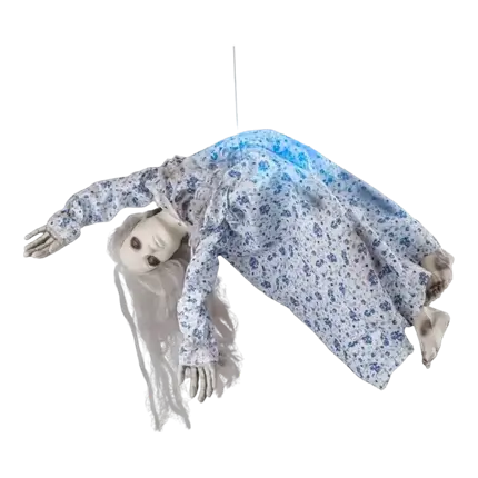 Motorised lighted horror doll suspension with sound