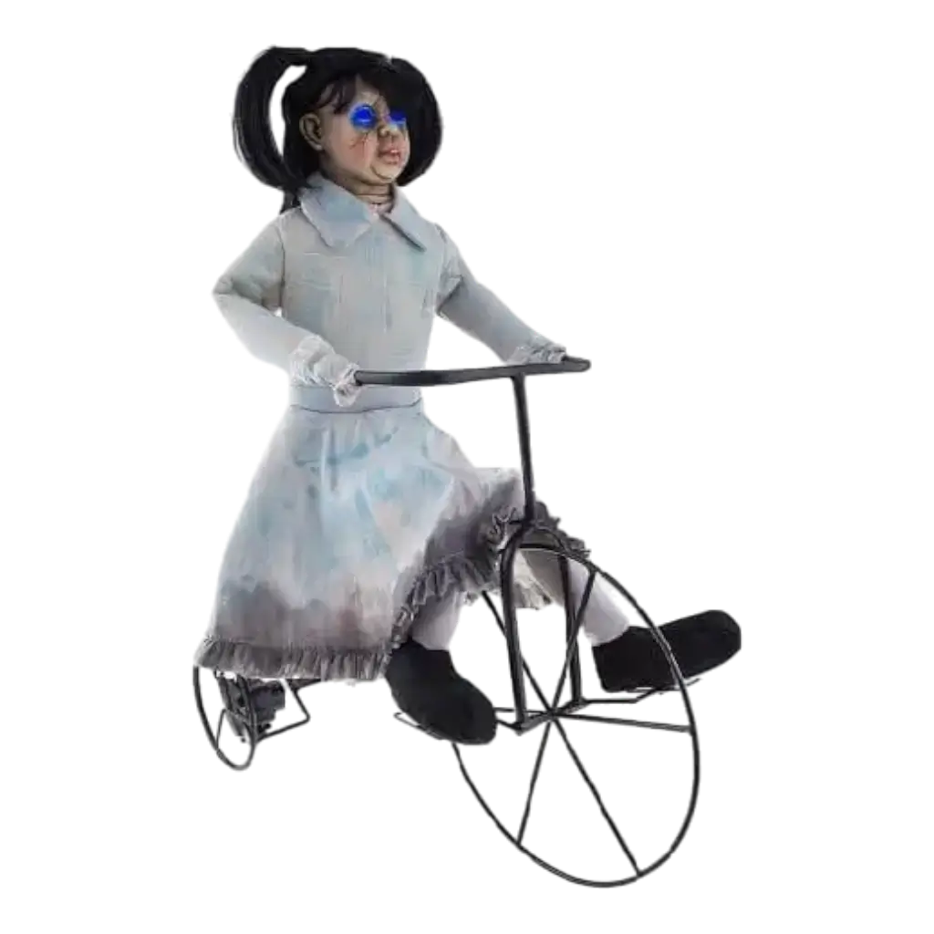 Zombie girl with light up bike and motor 85cm