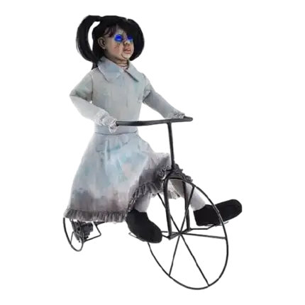 Zombie girl with light up bike and motor 85cm