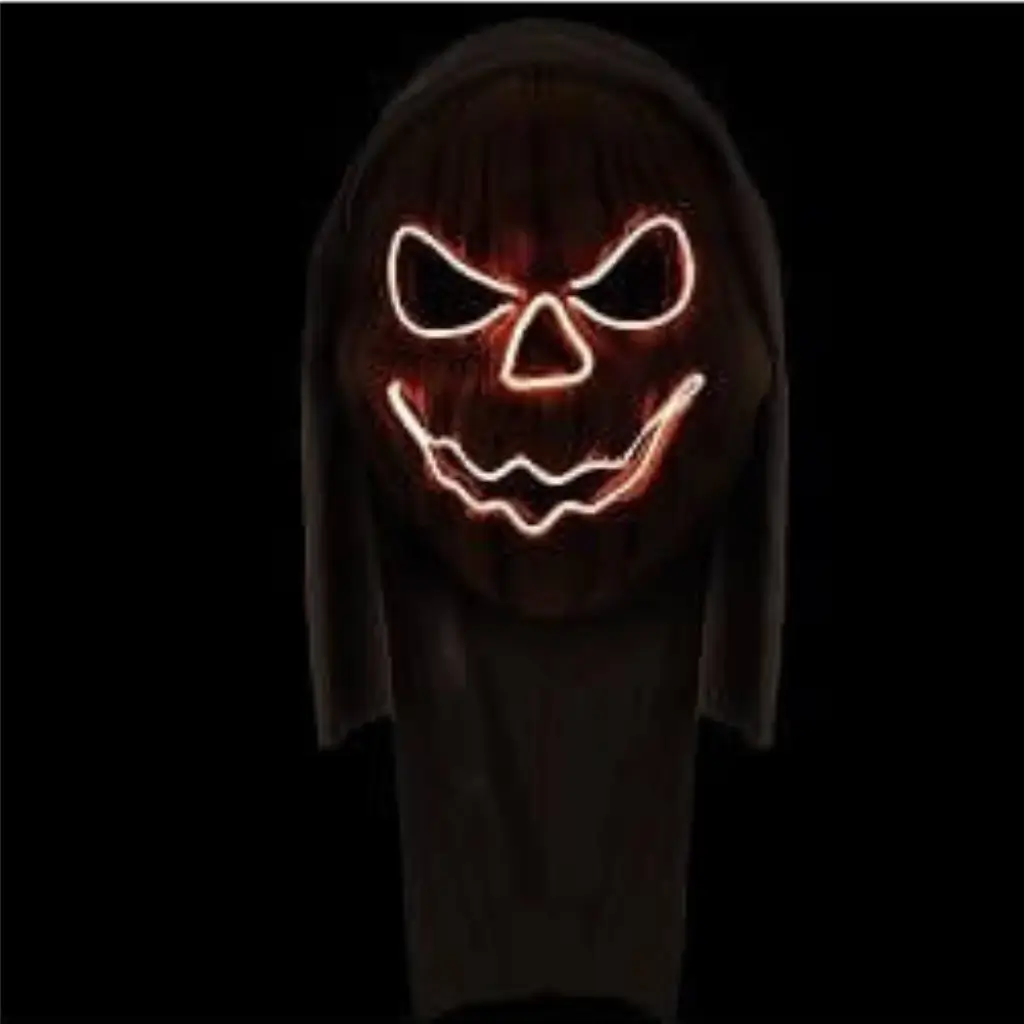 Pumpkin horror mask with light-up bonnet