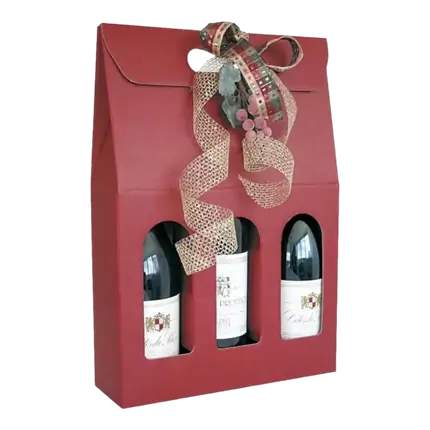 Box 3 Bottles with Handle Bordeaux Colour