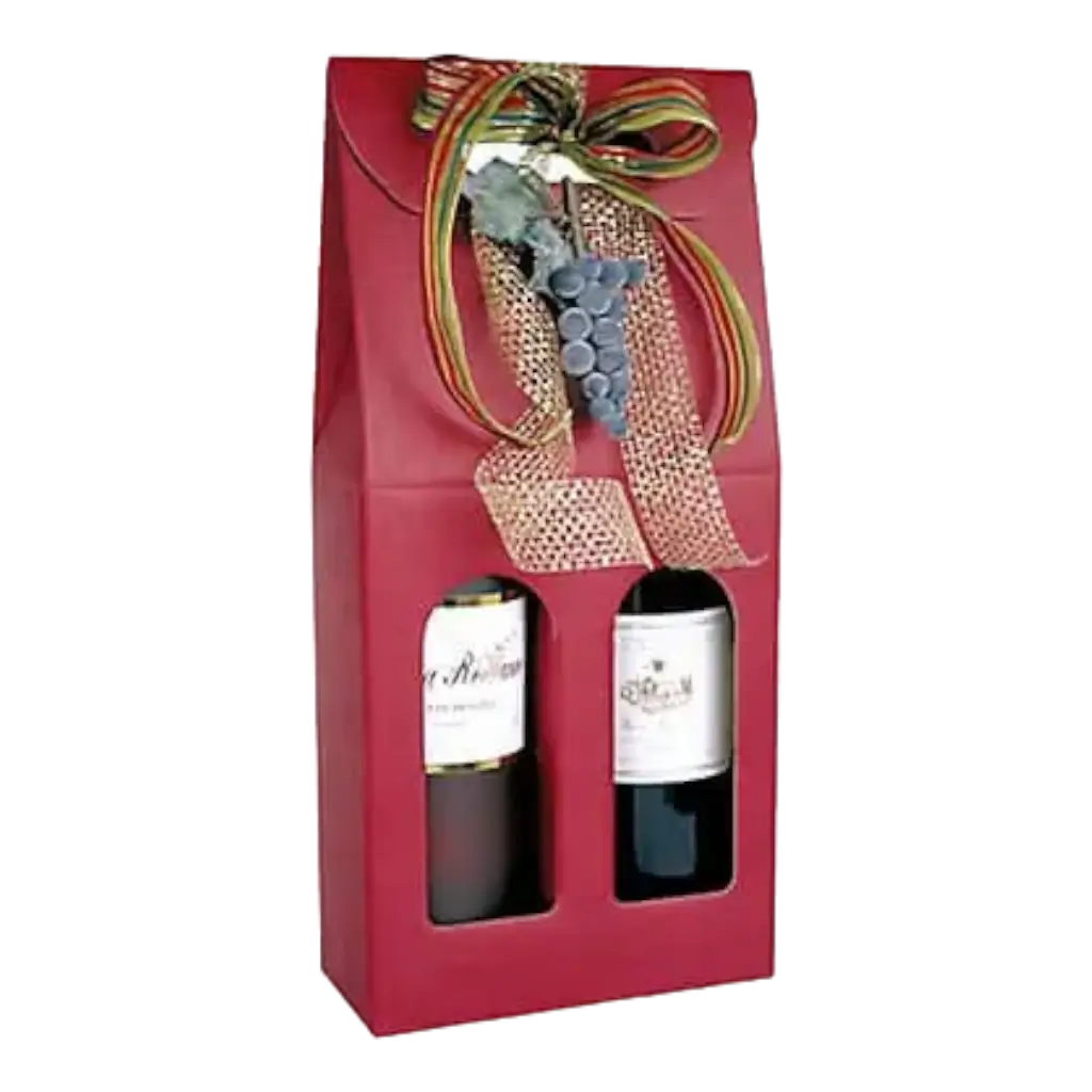Box 2 Bottles with Handle Bordeaux Colour