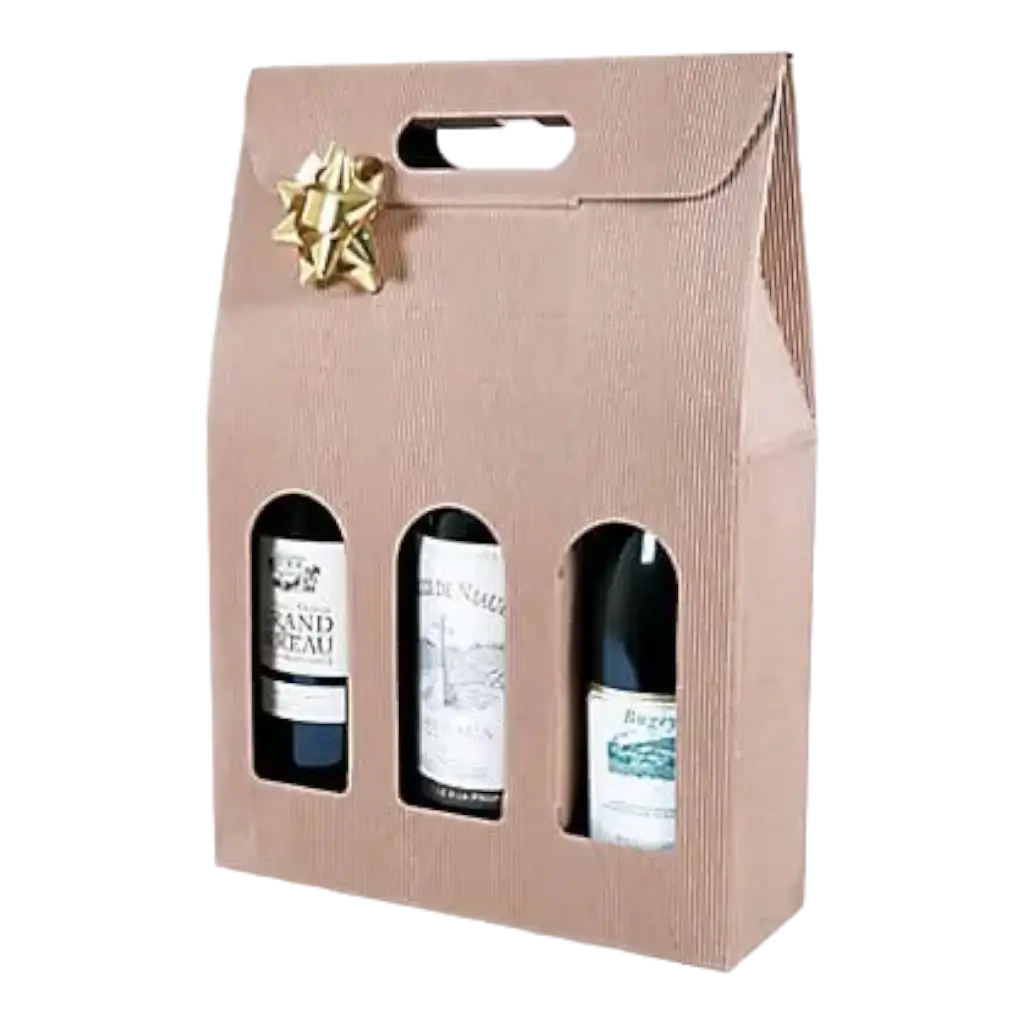 Box 3 Bottles with Handle Natural Beige Colour