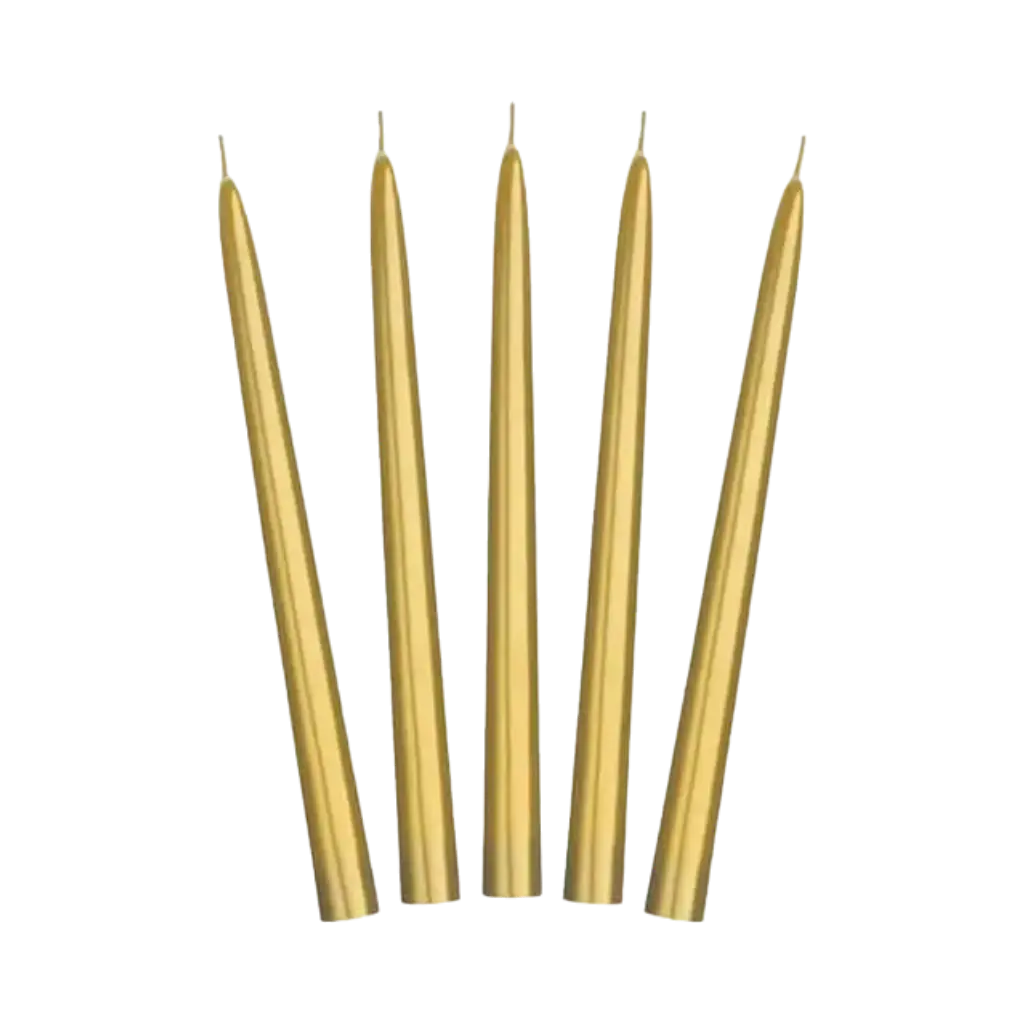 10 Taper Candles in Metallic Gold - 24cm