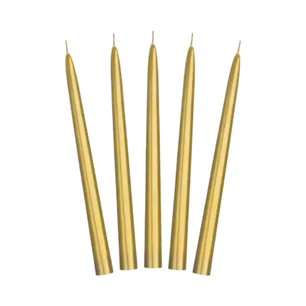 10 Taper Candles in Metallic Gold - 24cm
