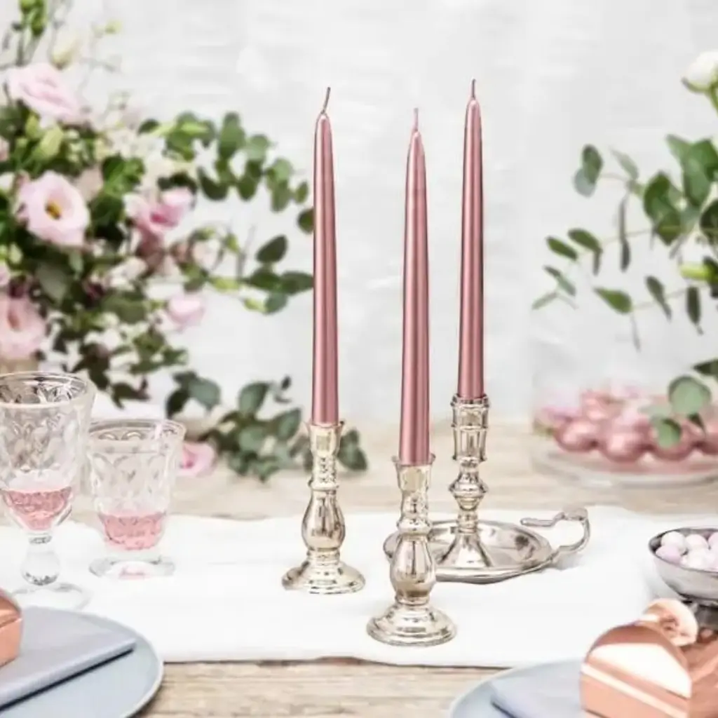 10 Taper Candles in Rose Gold - 24cm