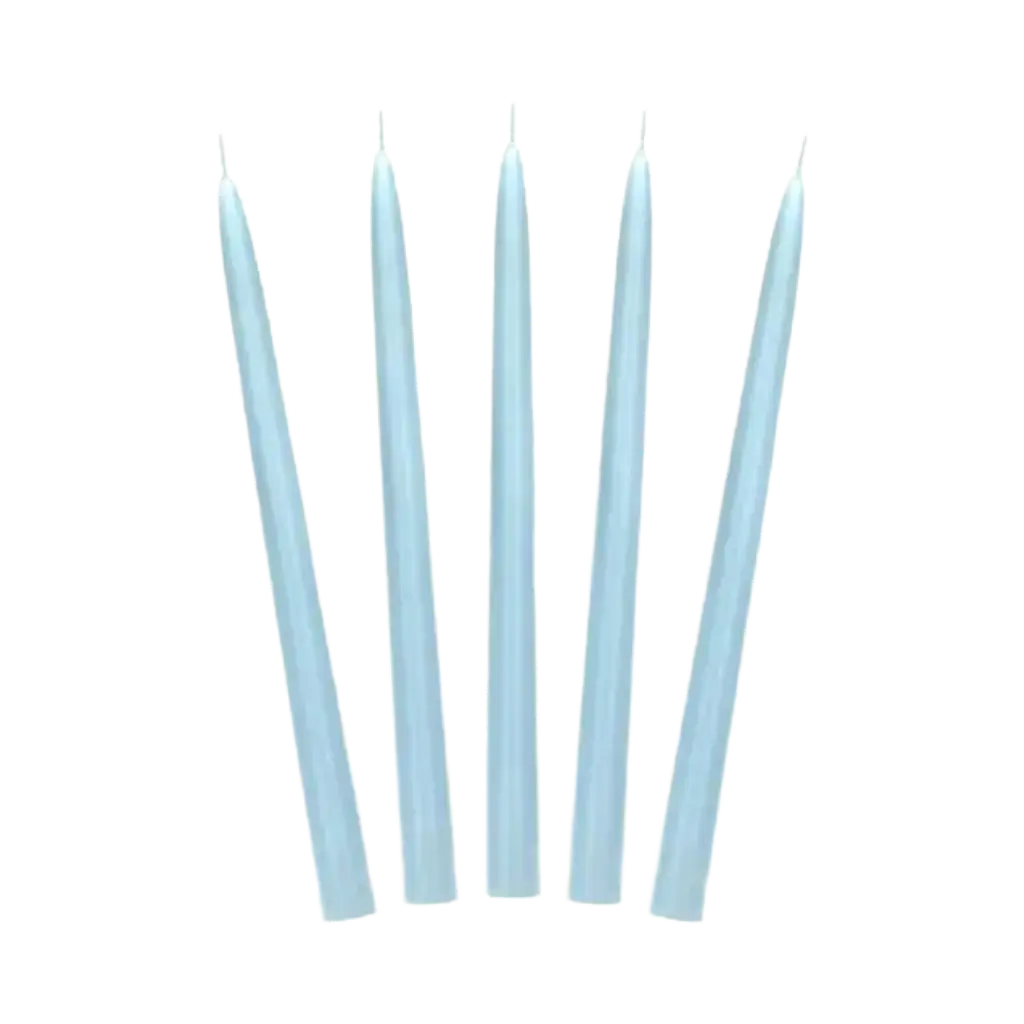 10 Matte Blue Tapered Candles - 24cm