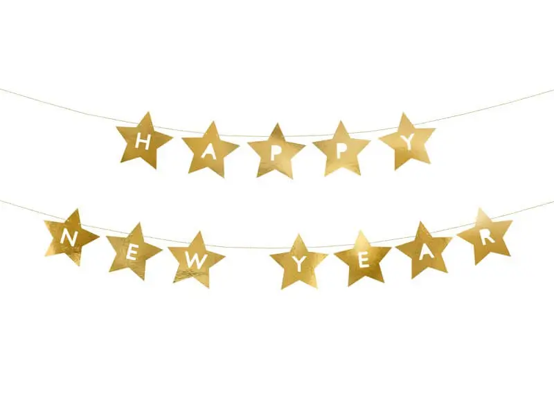 HAPPY NEW YEAR garland - Gold Star - 290x17 cm