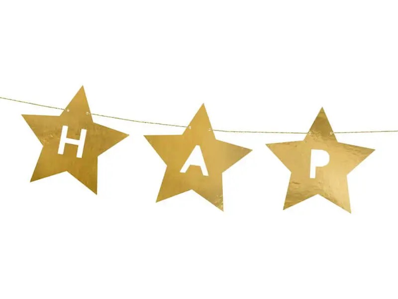 HAPPY NEW YEAR garland - Gold Star - 290x17 cm