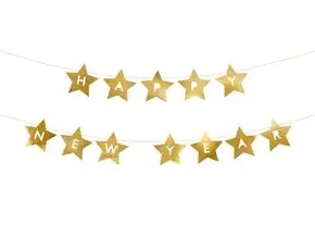 HAPPY NEW YEAR garland - Gold Star - 290x17 cm