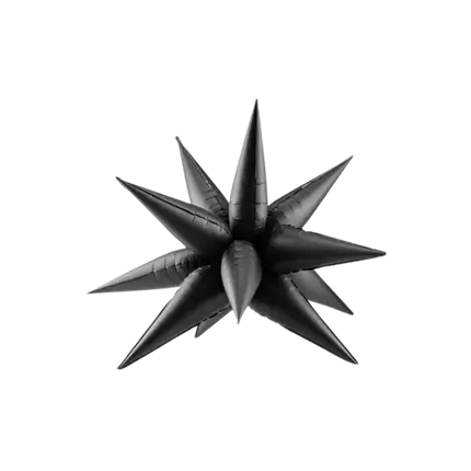 3D Star Balloon - Mylar - Black - 70cm