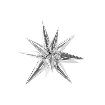 3D Star Balloon - Mylar - Silver 95cm
