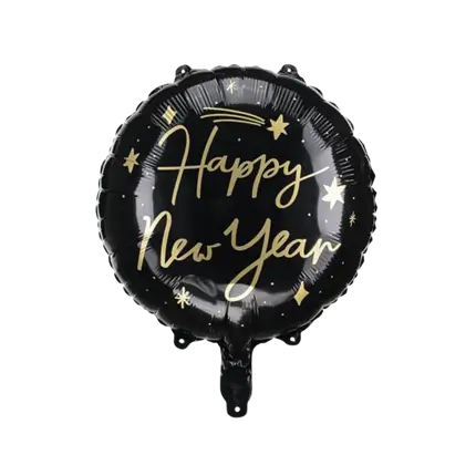Aluminum balloon - HAPPY NEW YEAR - Black and Gold - 45cm