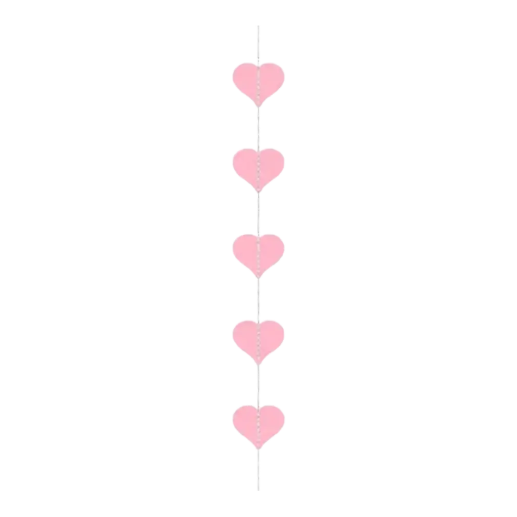 Vertical Heart Garland - Pink - 3 meters