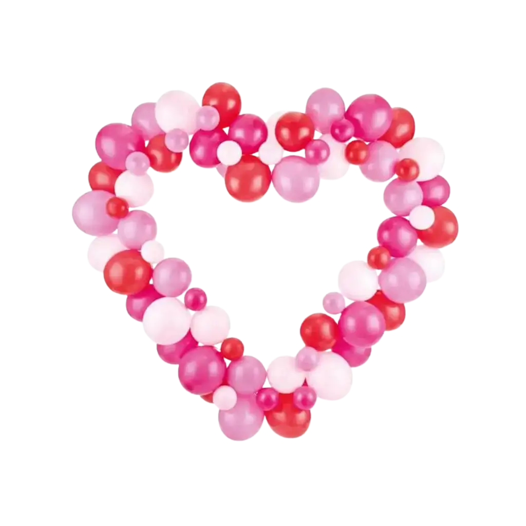 Balloon Garland + Stand - Pink/Red Heart - 160cm