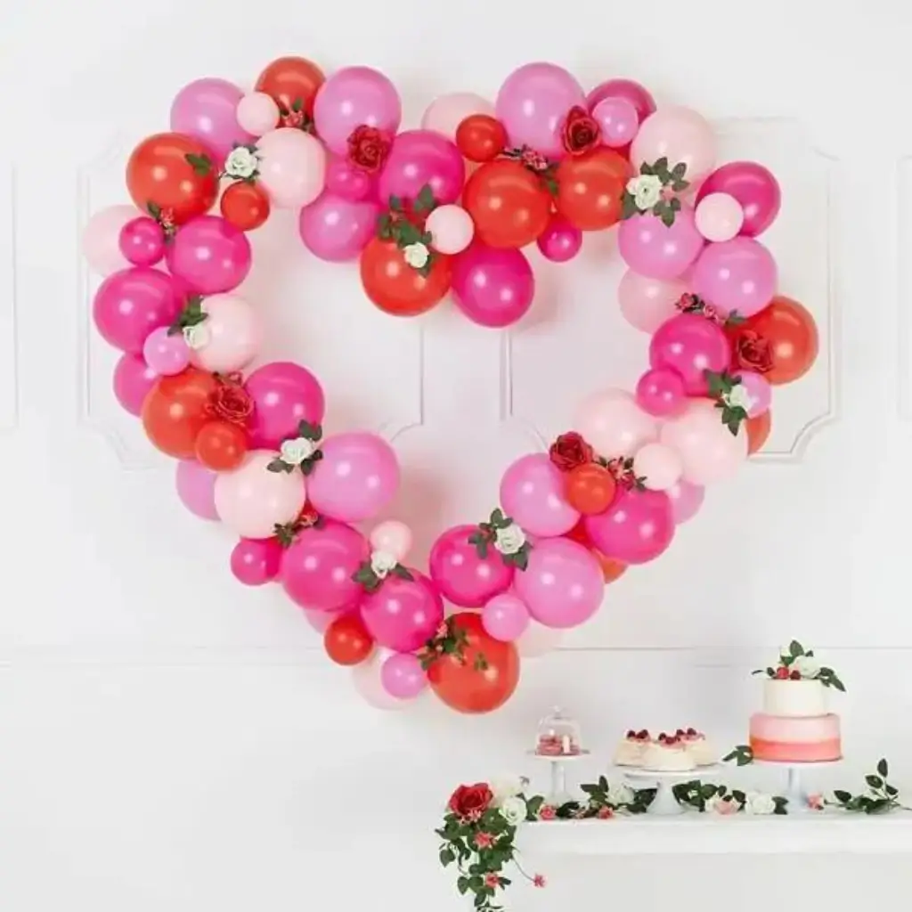 Balloon Garland + Stand - Pink/Red Heart - 160cm