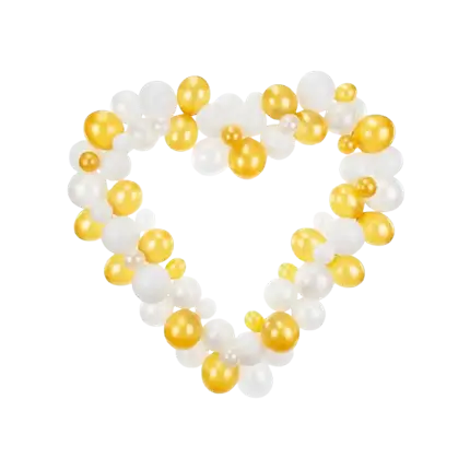 Balloon Garland + Stand - White & Gold Heart - 160cm