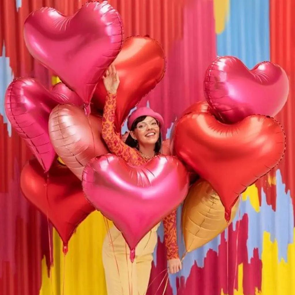 Red Heart Satin Foil Balloon - 75x64.5cm