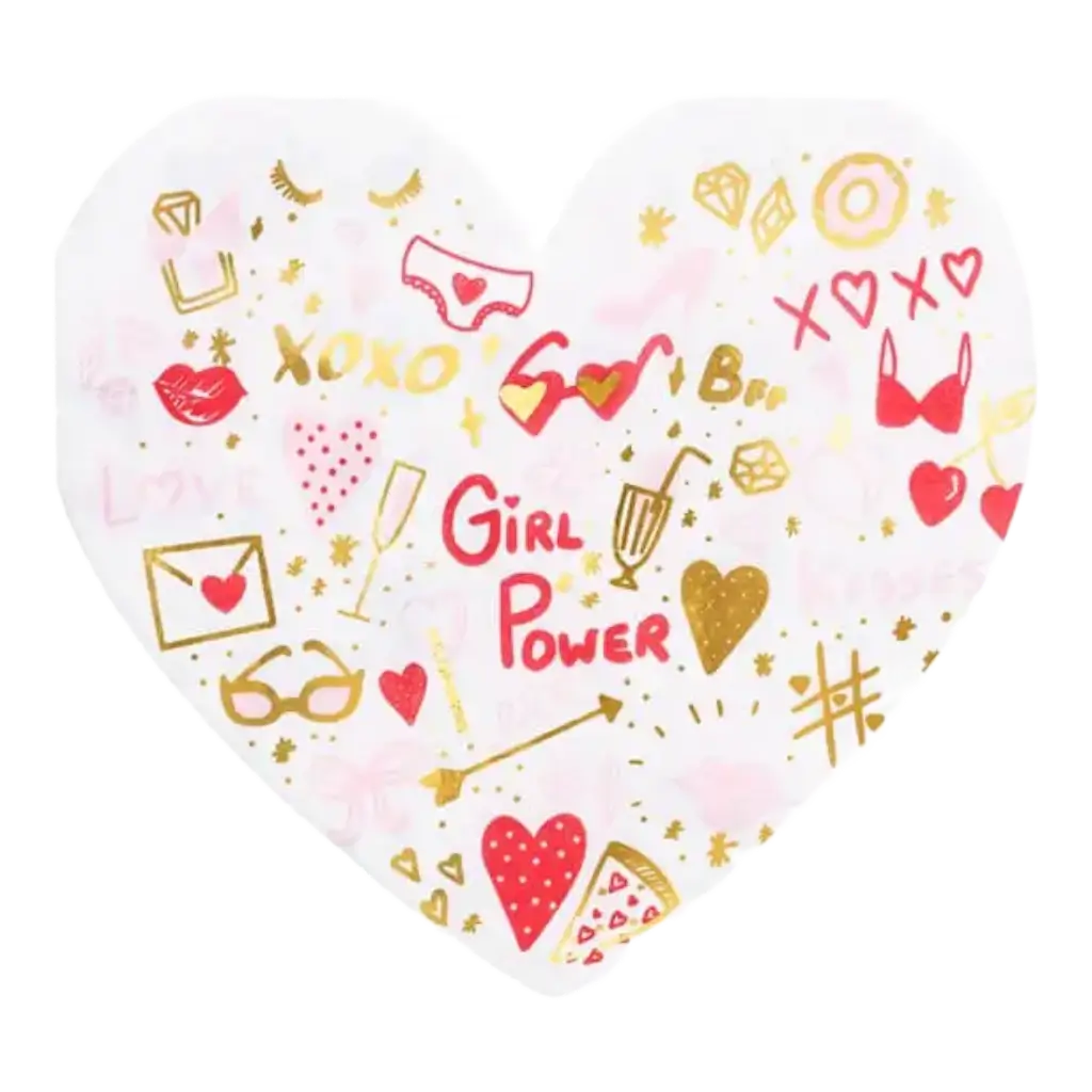Paper napkin - Heart - "GIRL POWER" - 16x15cm