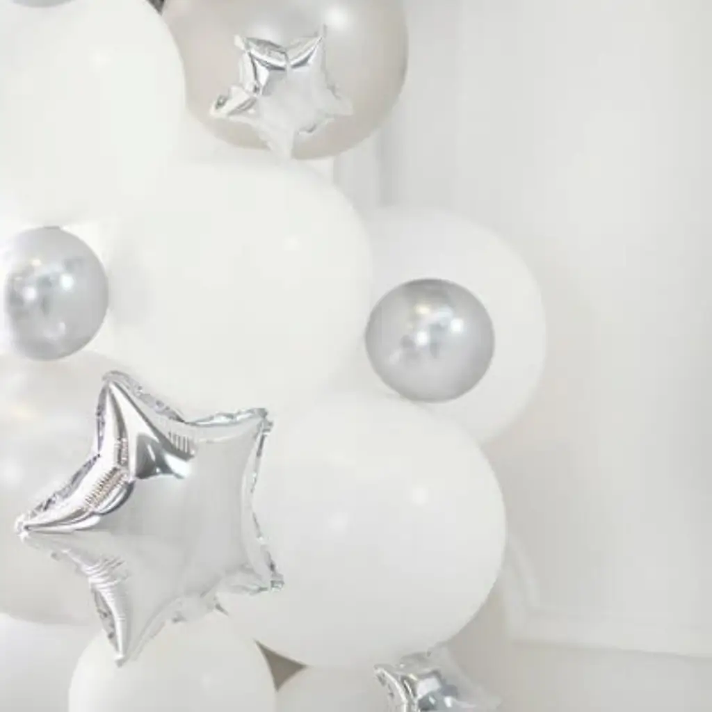 Star Balloon - Metallic Mylar - Silver - 12cm (set of 25)
