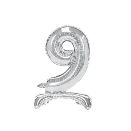 Number 9 birthday balloon + Silver Stand 70cm