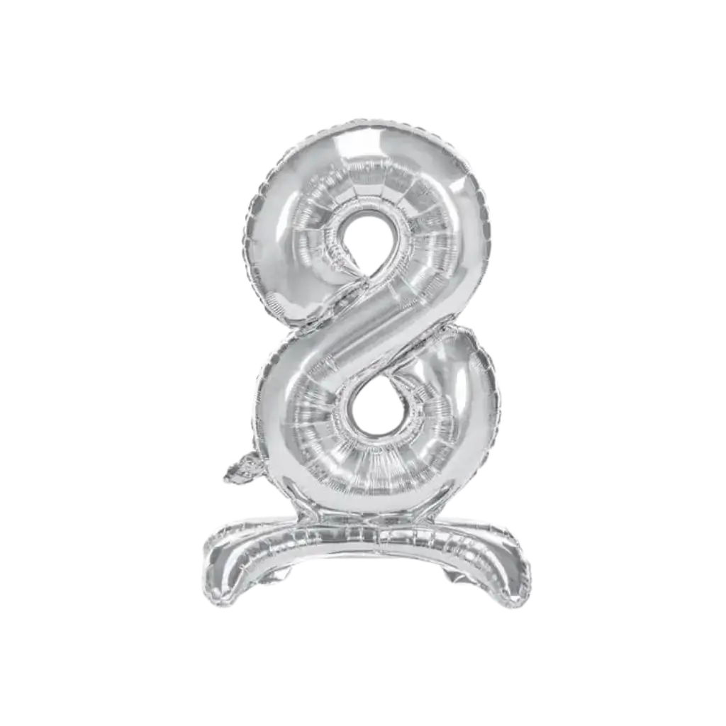 Number 8 birthday balloon + Silver Stand 70cm
