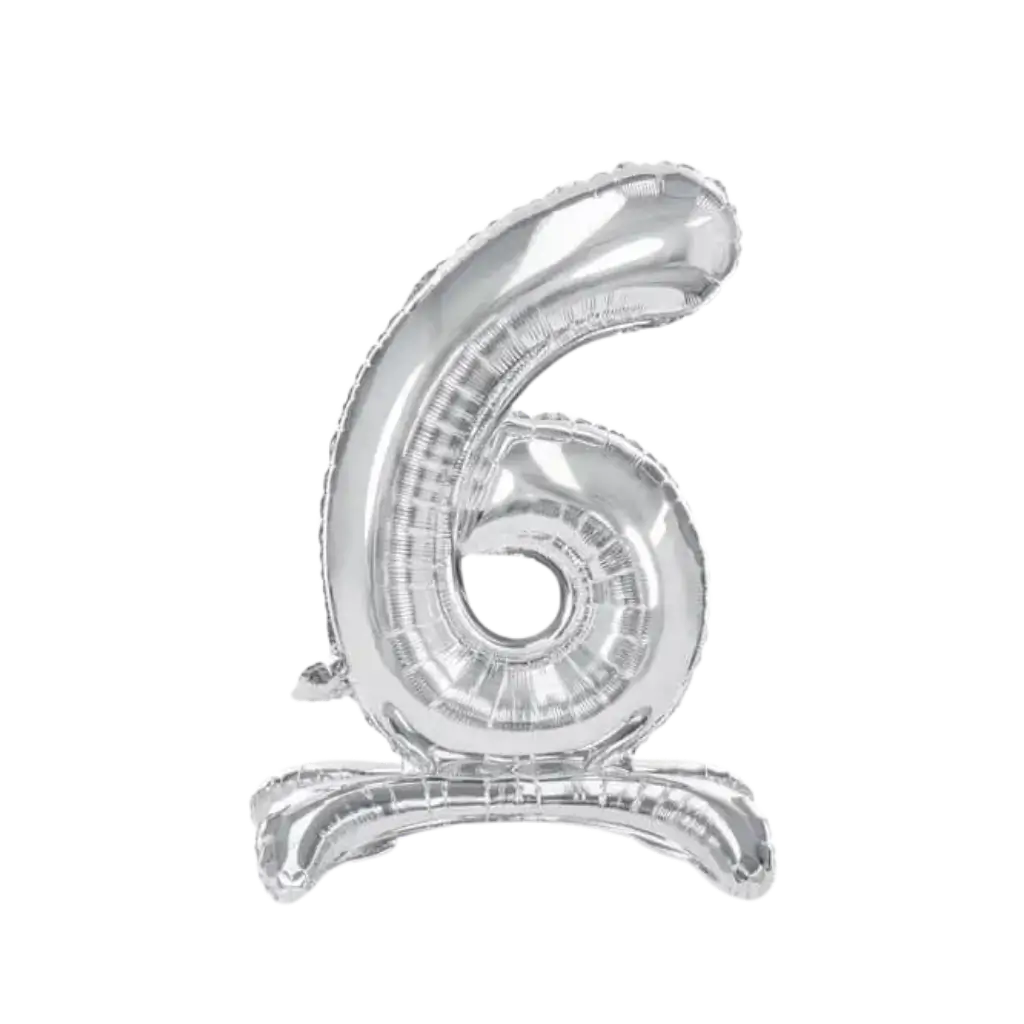 Number 6 birthday balloon + Silver Stand 70cm
