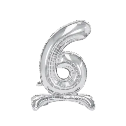 Number 6 birthday balloon + Silver Stand 70cm