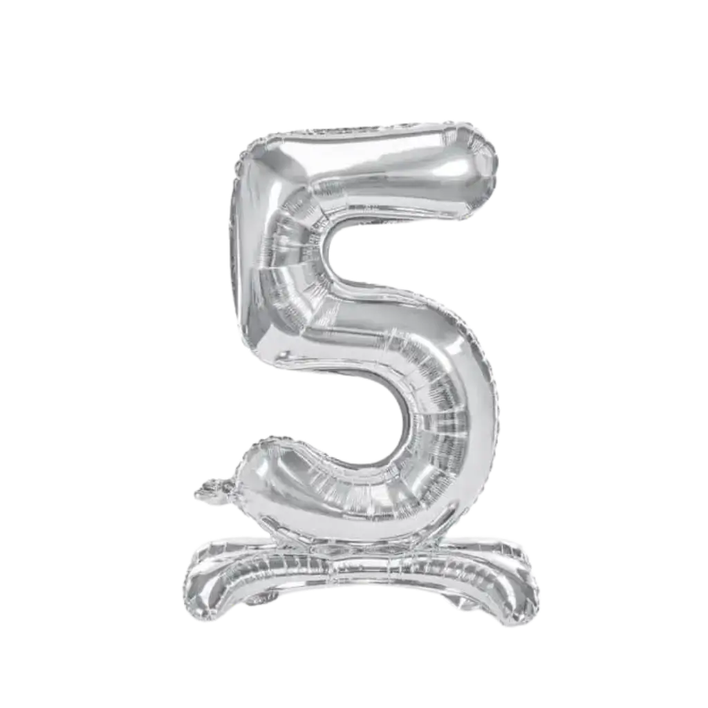 Number 5 birthday balloon + Silver Stand 70cm