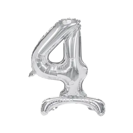 Number 4 birthday balloon + Silver Stand 70cm