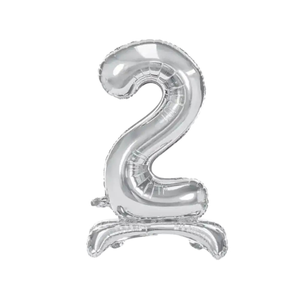 Number 2 birthday balloon + Silver Stand 70cm