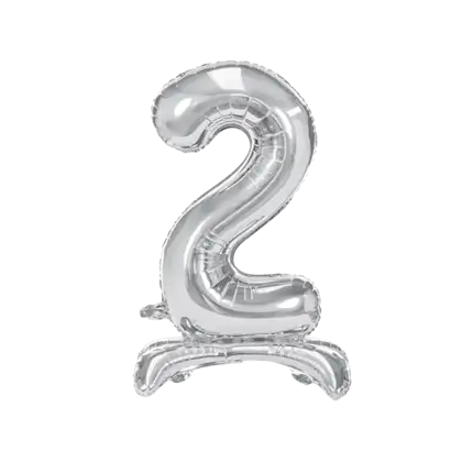 Number 2 birthday balloon + Silver Stand 70cm