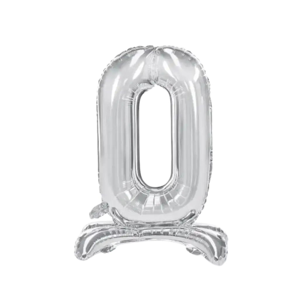 Number 0 birthday balloon + Silver Stand 70cm