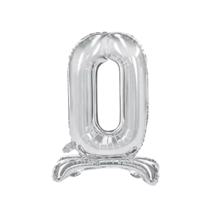Number 0 birthday balloon + Silver Stand 70cm